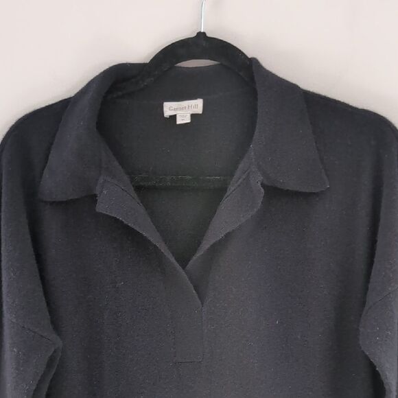 Garnet Hill Frida Polo Black Cashmere Sweater Dress Sz M - Picture 5 of 12